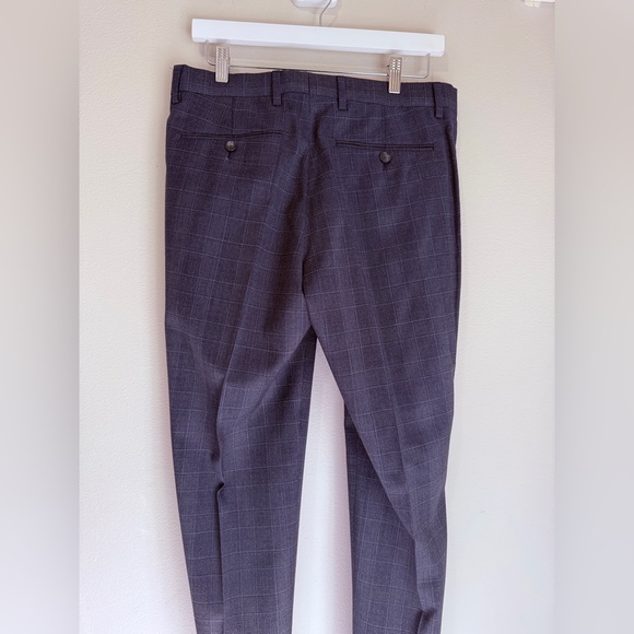NWOT BANANA REPUBLIC MARZOTTO MENS NAVY BLUE PLAID SLIM FIT DRESS PANTS 💯 WOOL - Picture 8 of 11